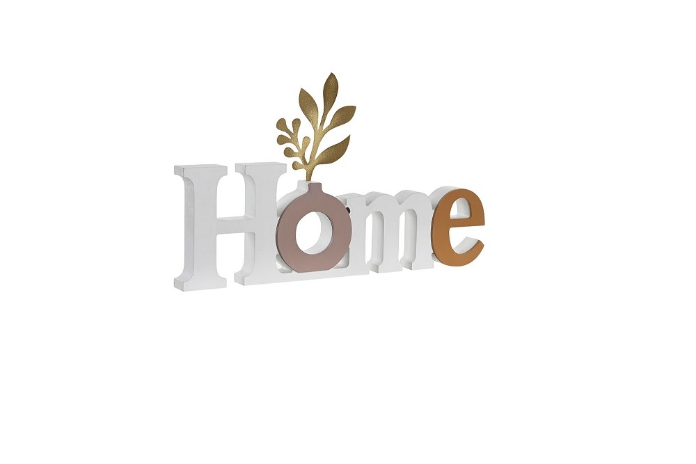 DECORACION MDF 30X2X18 HOME HELLO BLANCO